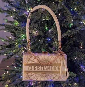 CD Upcycled Paper Shopping Bag Acrylic Clutch